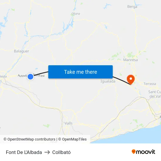 Font De L'Albada to Collbató map