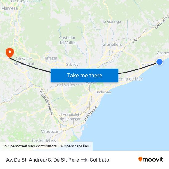 Av. De St. Andreu/C. De St. Pere to Collbató map