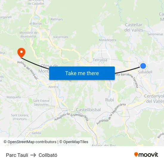 Parc Taulí to Collbató map
