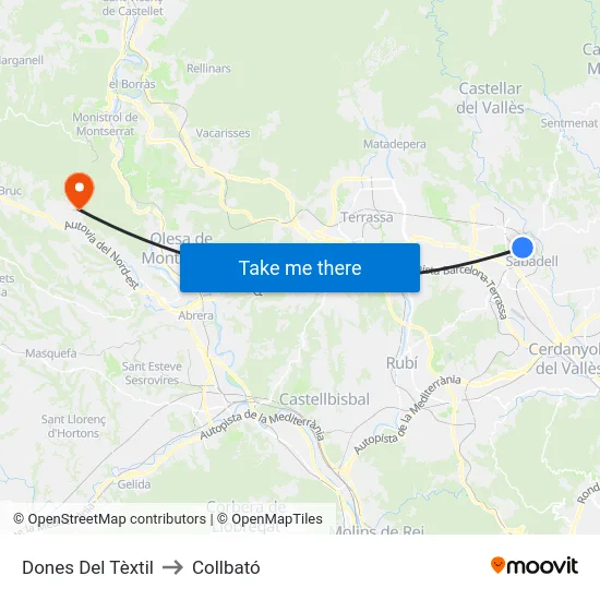 Dones Del Tèxtil to Collbató map