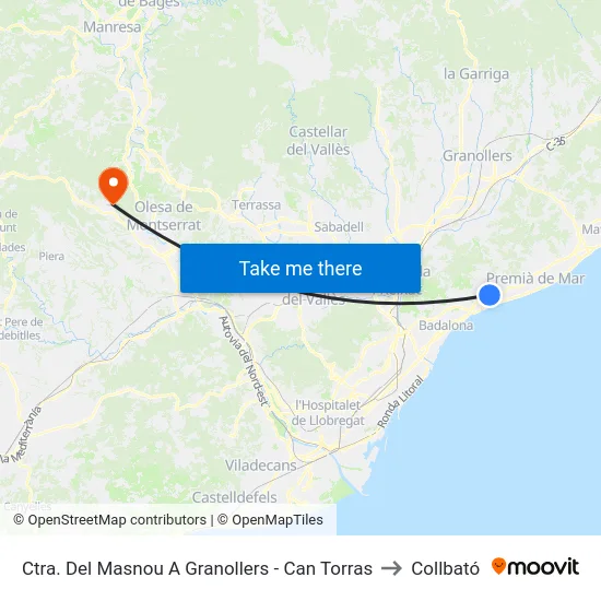 Ctra. Del Masnou A Granollers - Can Torras to Collbató map