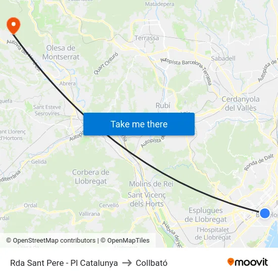 Rda Sant Pere - Pl Catalunya to Collbató map