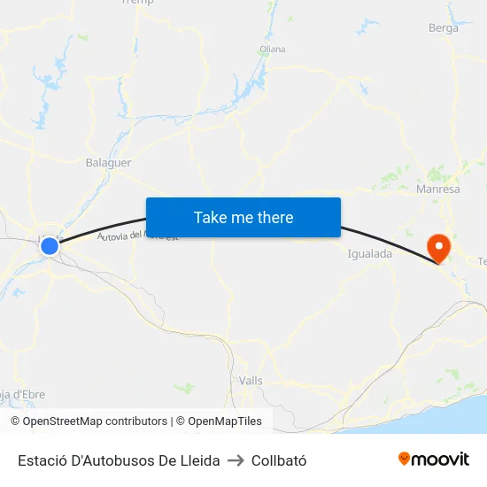 Estació D'Autobusos De Lleida to Collbató map