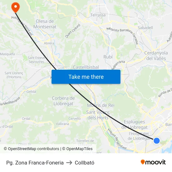 Pg. Zona Franca-Foneria to Collbató map