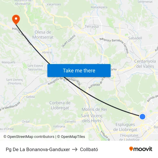Pg De La Bonanova-Ganduxer to Collbató map