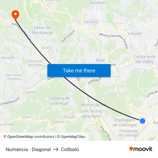 Numància - Diagonal to Collbató map
