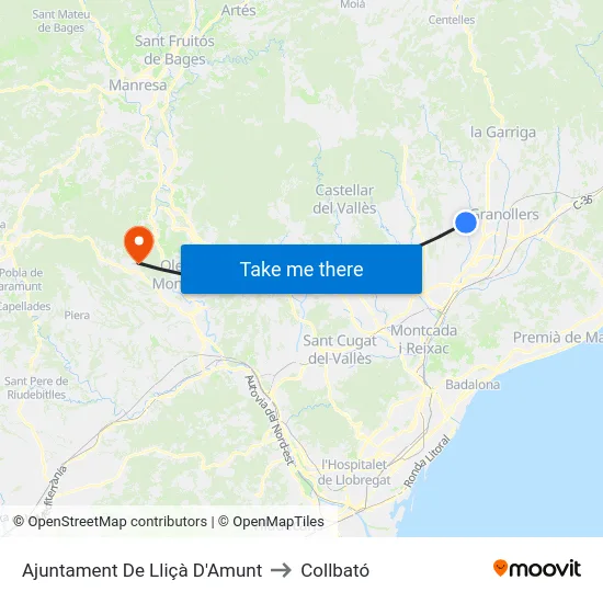 Ajuntament De Lliçà D'Amunt to Collbató map