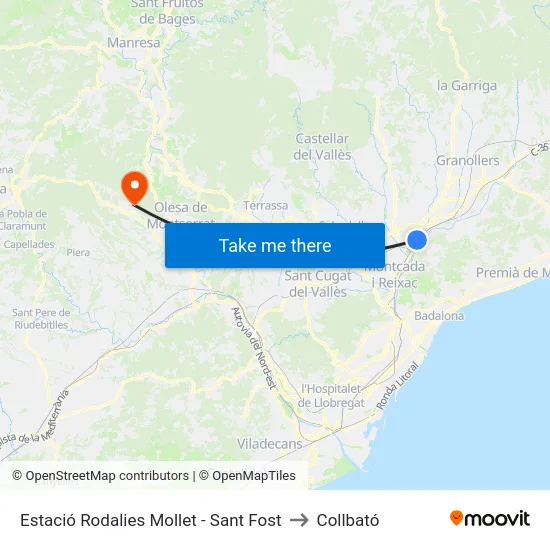 Estació Rodalies Mollet - Sant Fost to Collbató map