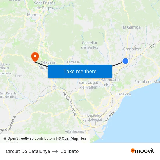 Circuit De Catalunya to Collbató map