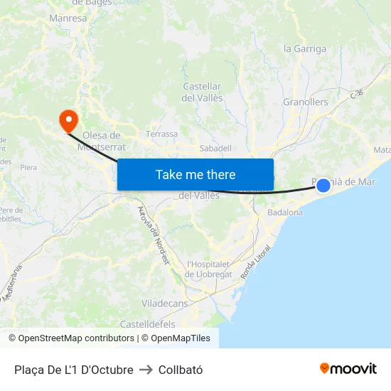 Plaça De L'1 D'Octubre to Collbató map