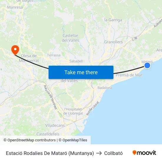 Estació Rodalies De Mataró (Muntanya) to Collbató map