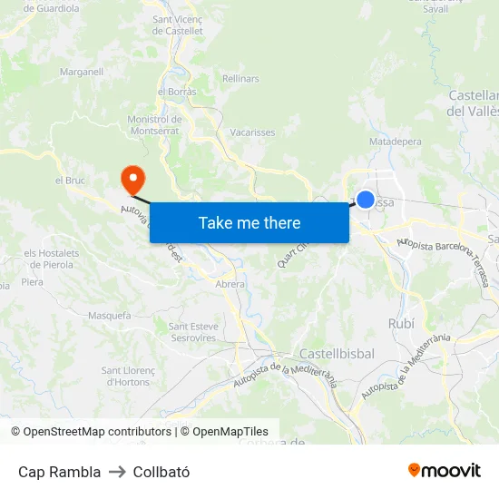 Cap Rambla to Collbató map