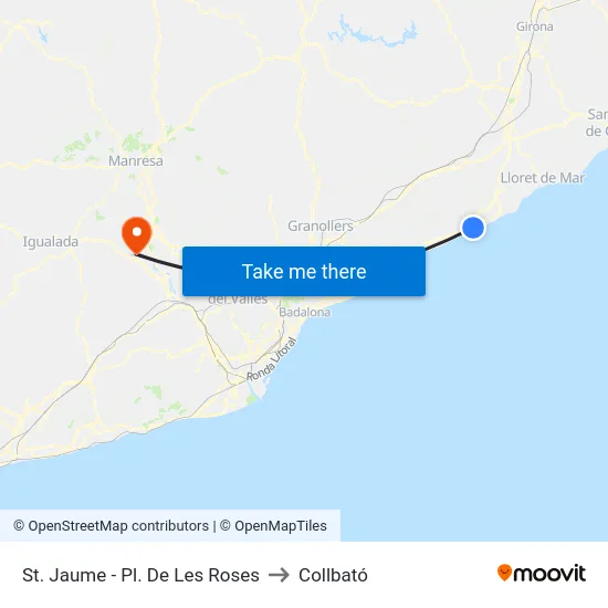 St. Jaume - Pl. De Les Roses to Collbató map