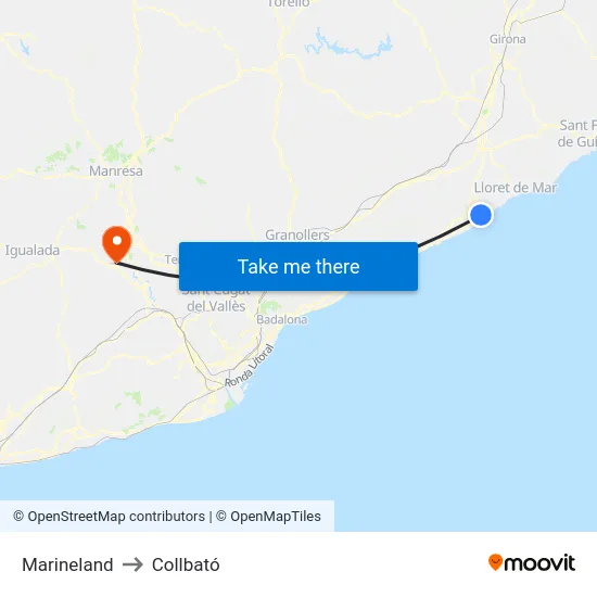 Marineland to Collbató map