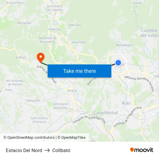 Estacio Del Nord to Collbató map