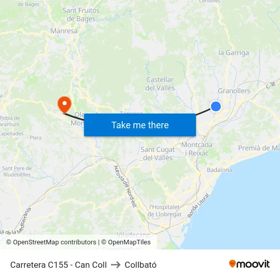 Carretera C155 - Can Coll to Collbató map