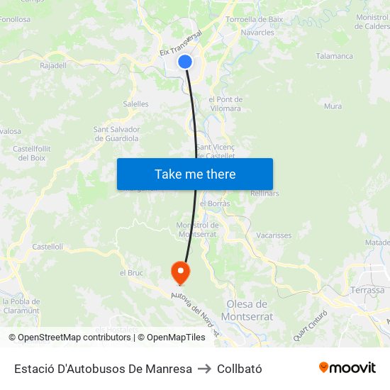 Estació D'Autobusos De Manresa to Collbató map