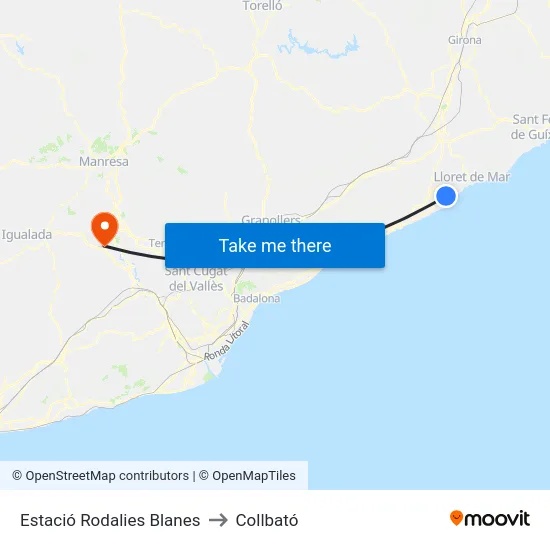 Estació Rodalies Blanes to Collbató map