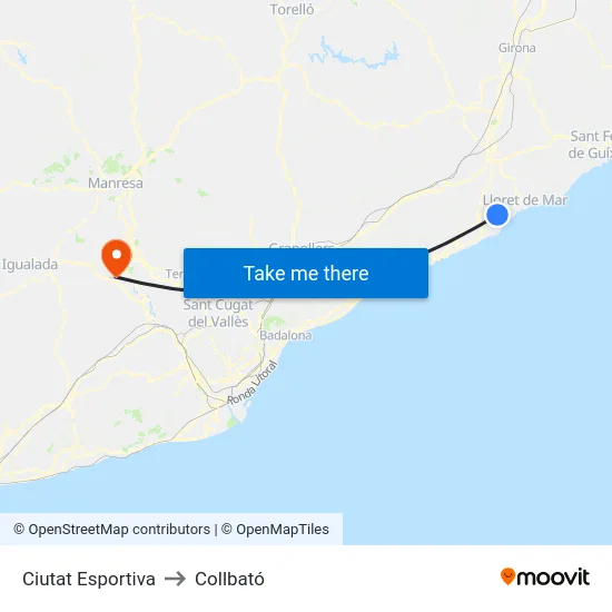 Ciutat Esportiva to Collbató map