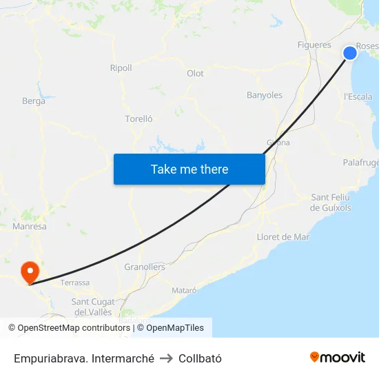Empuriabrava. Intermarché to Collbató map