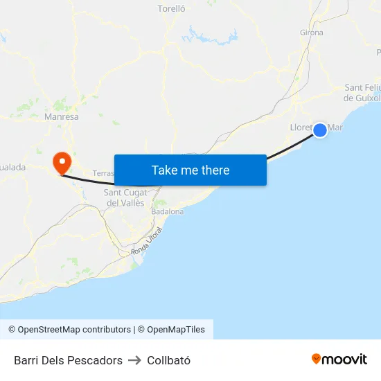 Barri Dels Pescadors to Collbató map