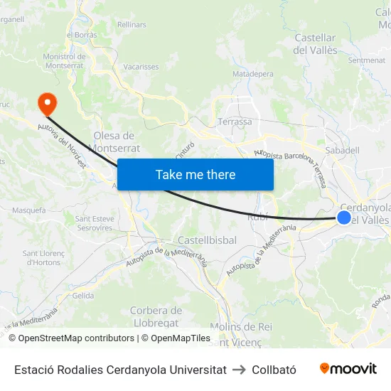 Estació Rodalies Cerdanyola Universitat to Collbató map