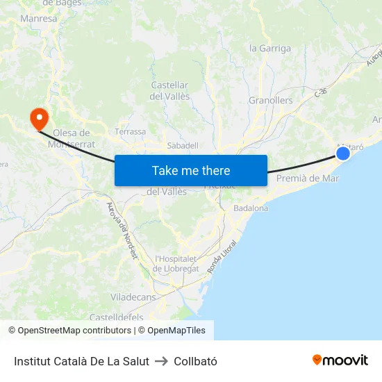 Institut Català De La Salut to Collbató map