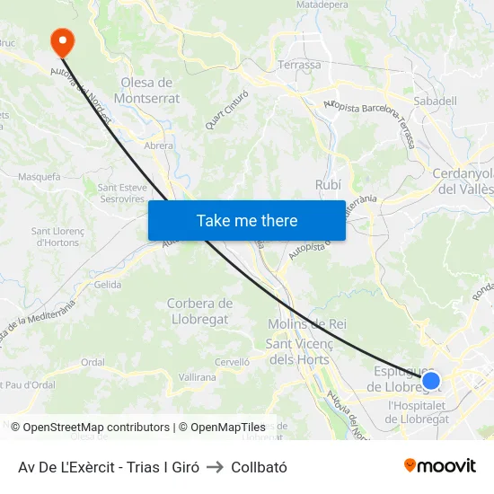 Av De L'Exèrcit - Trias I Giró to Collbató map
