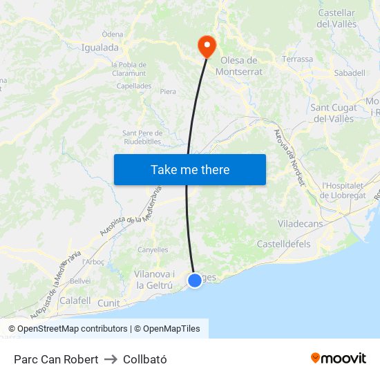 Parc Can Robert to Collbató map