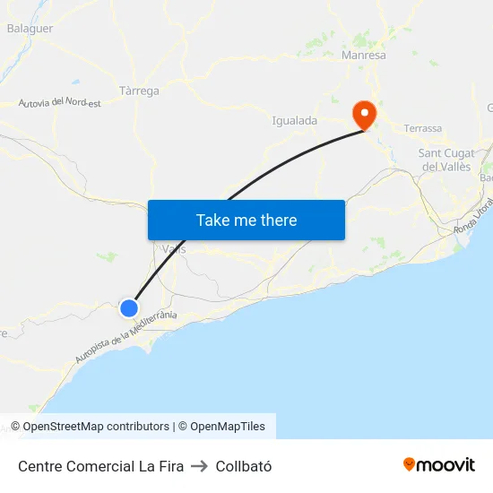 Centre Comercial La Fira to Collbató map