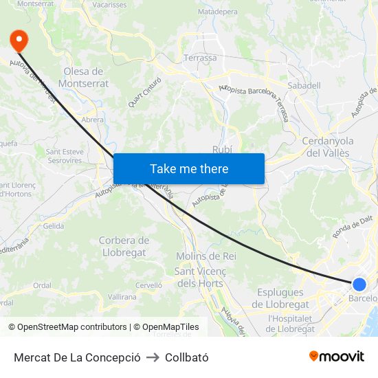 Mercat De La Concepció to Collbató map