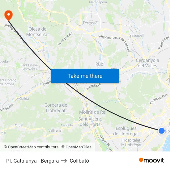 Pl. Catalunya - Bergara to Collbató map