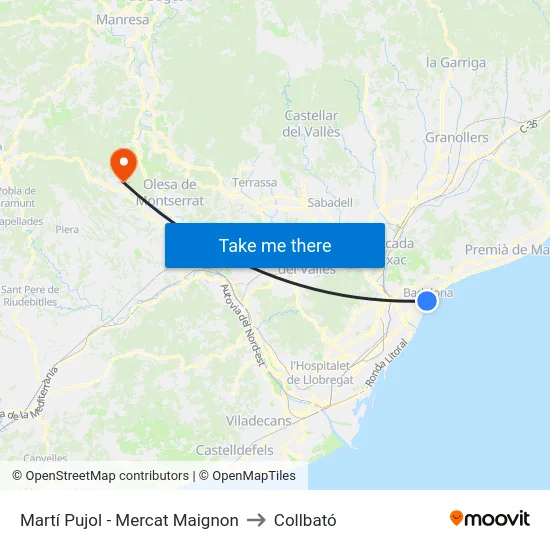 Martí Pujol - Mercat Maignon to Collbató map