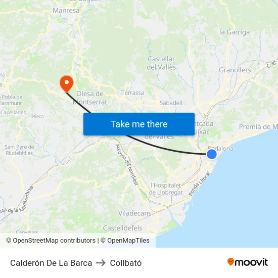 Calderón De La Barca to Collbató map