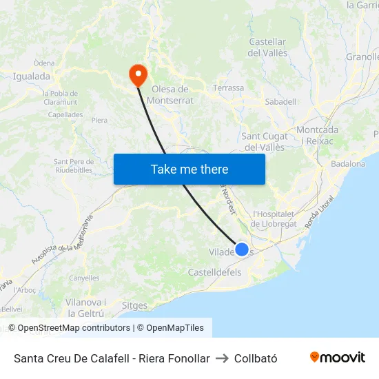 Santa Creu De Calafell - Riera Fonollar to Collbató map