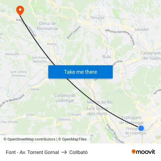 Font - Av. Torrent Gornal to Collbató map