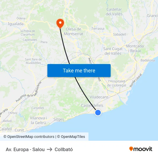 Av. Europa - Salou to Collbató map