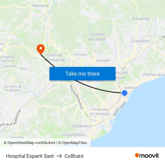Hospital Esperit Sant to Collbató map