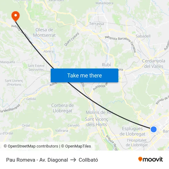 Pau Romeva - Av. Diagonal to Collbató map