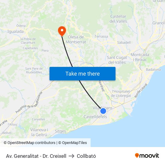 Av. Generalitat - Dr. Creixell to Collbató map