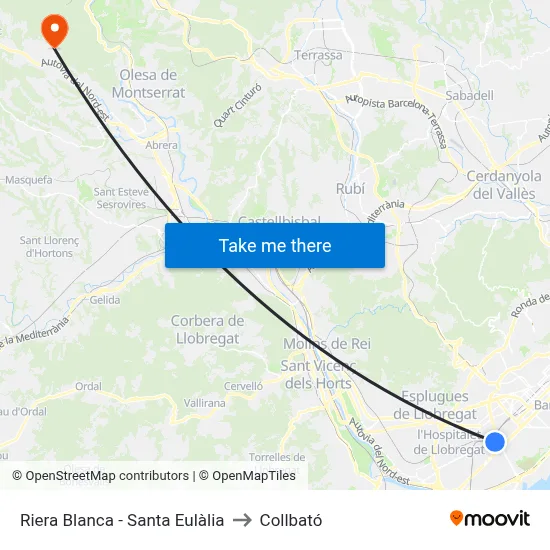Riera Blanca - Santa Eulàlia to Collbató map