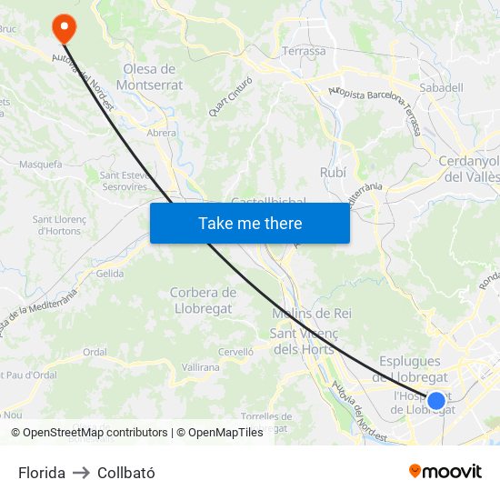 Florida to Collbató map