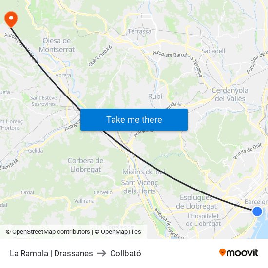 La Rambla | Drassanes to Collbató map