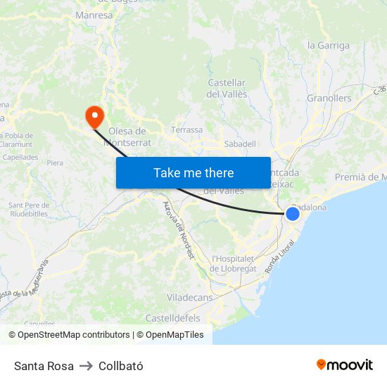 Santa Rosa to Collbató map