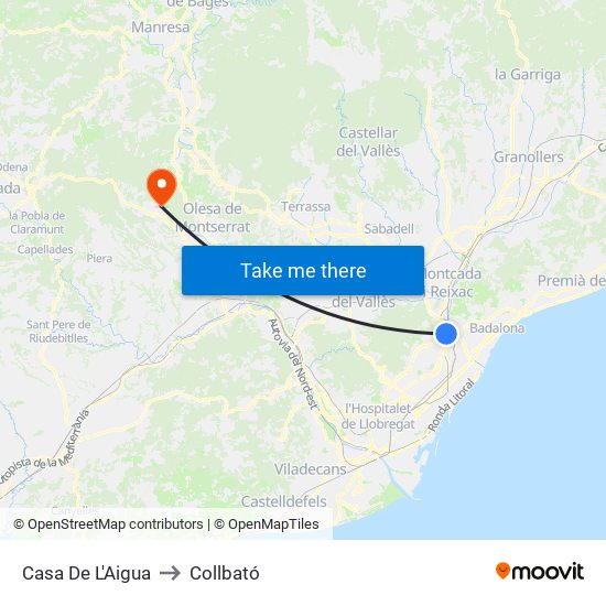 Casa De L'Aigua to Collbató map