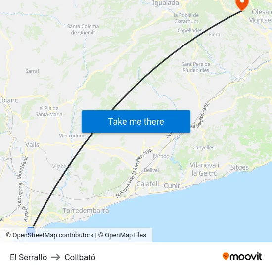 El Serrallo to Collbató map