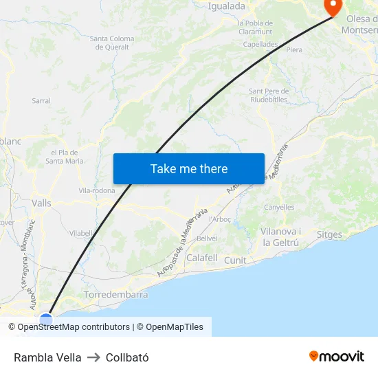 Rambla Vella to Collbató map