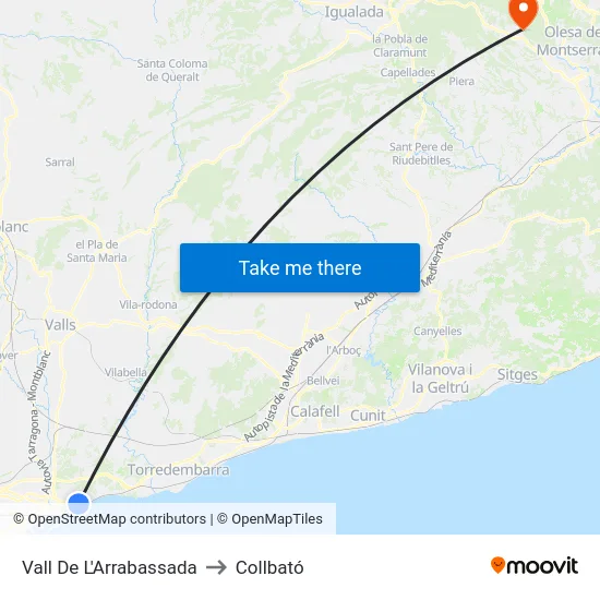 Vall De L'Arrabassada to Collbató map