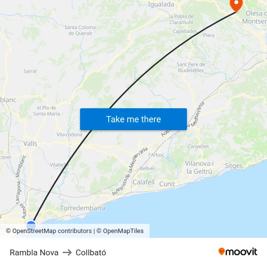 Rambla Nova to Collbató map