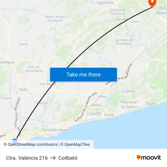 Ctra. València 216 to Collbató map